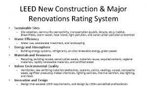 LEED New Construction Major Renovations Rating System Sustainable