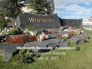 Title Wentworth Residents Association Annual General Meeting March