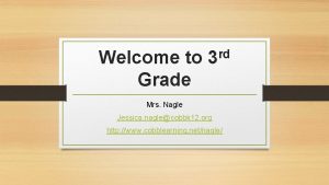 Welcome to Grade rd 3 Mrs Nagle Jessica