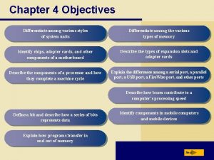 Chapter 4 Objectives Differentiate among various styles of