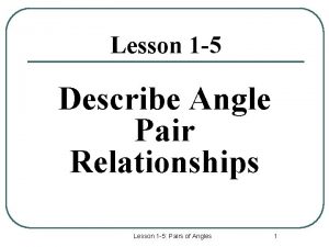 Lesson 1 5 Describe Angle Pair Relationships Lesson