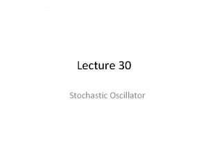 Lecture 30 Stochastic Oscillator Stochastic Oscillator Developed by