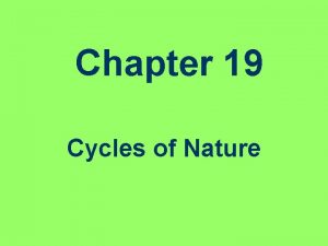Chapter 19 Cycles of Nature The Cycles of