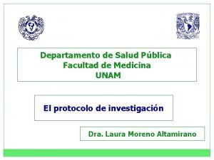 Departamento de Salud Pblica Facultad de Medicina UNAM