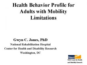 Health Behavior Profile for Adults with Mobility Limitations