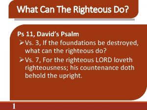 What Can The Righteous Do Ps 11 Davids