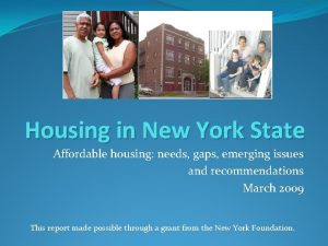Housing in New York State Affordable housing needs