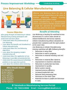 Process Improvement Workshop Tetrahedron Academy Line Balancing Cellular