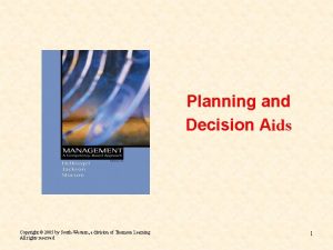 Planning and Decision Aids Copyright 2005 by SouthWestern