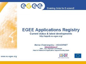 Enabling Grids for Escienc E EGEE Applications Registry