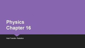 Physics Chapter 16 Heat Transfer Radiation Heat Transfer