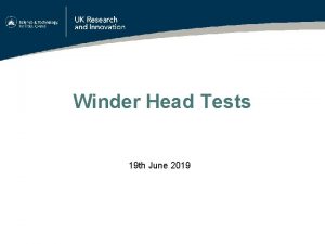 Winder Head Tests 19 th June 2019 Aim