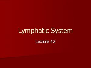 Lymphatic System Lecture 2 Lymph nodes n Round