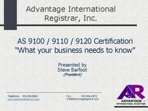Advantage International Registrar Inc AS 9100 9110 9120