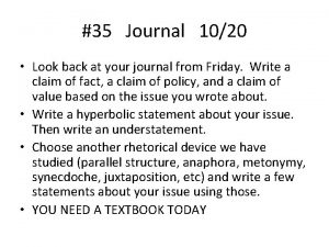 35 Journal 1020 Look back at your journal