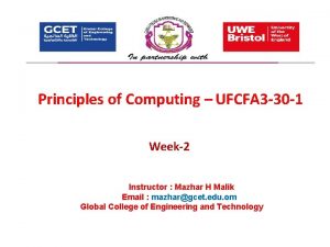 Principles of Computing UFCFA 3 30 1 Week2