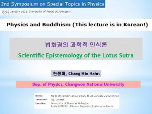 Scientific Epistemology of the Lotus Sutra Chang Hie