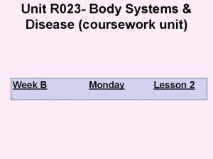 Unit R 023 Body Systems Disease coursework unit