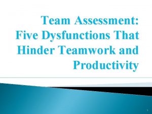Team Assessment Five Dysfunctions That Hinder Teamwork and