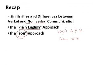 Recap Similarities and Differences between Verbal and Non