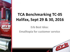 TCA Benchmarking TC05 Halifax Sept 29 30 2016