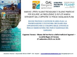 MARINE LITTER NUOVE TECNOLOGIE E BUONE PRATICHE PER