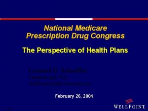 National Medicare Prescription Drug Congress The Perspective of