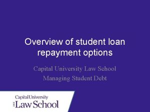 Overview of student loan repayment options Capital University