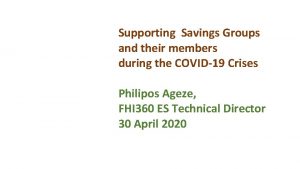 Supporting Savings Groups and their members during the