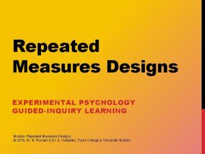 Repeated Measures Designs EXPERIMENTAL PSYCHOLOGY GUIDEDINQUIRY LEARNING Module