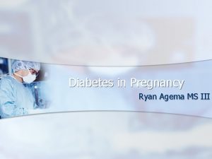 Diabetes in Pregnancy Ryan Agema MS III Diabetes