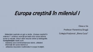 Europa cretin n mileniul I Clasa a Va