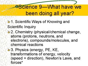 Science 9What have we been doing all year