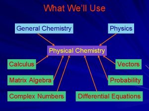 What Well Use General Chemistry Physics Physical Chemistry