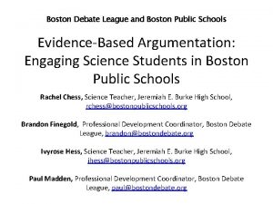 Boston Debate League and Boston Public Schools EvidenceBased
