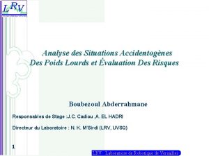 Analyse des Situations Accidentognes Des Poids Lourds et