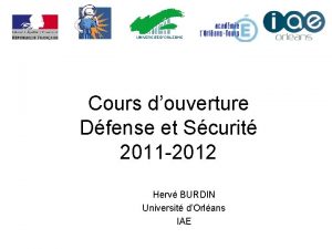 Cours douverture Dfense et Scurit 2011 2012 Herv