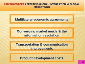 DRIVING FORCES AFFECTING GLOBAL INTEGRATION GLOBAL MARKETGING Multilateral