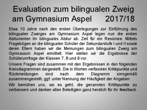 Evaluation zum bilingualen Zweig am Gymnasium Aspel 201718