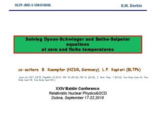 BLTP JINR UNIDUBNA S M Dorkin Solving DysonSchwinger