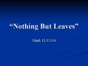 Nothing But Leaves Mark 11 12 14 What