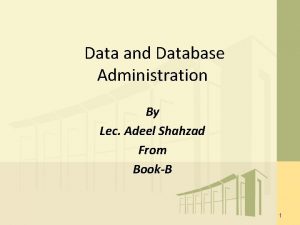 Data and Database Administration By Lec Adeel Shahzad