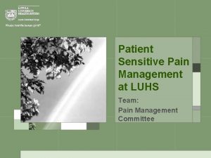 Patient Sensitive Pain Management at LUHS Team Pain