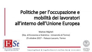 Politiche per loccupazione e mobilit dei lavoratori allinterno