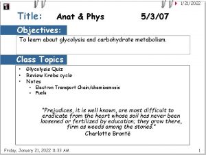 1212022 Title Anat Phys 5307 Objectives To learn