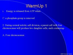 Warm Up 1 1 Energy is released from