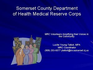 Somerset County Department of Health Medical Reserve Corps