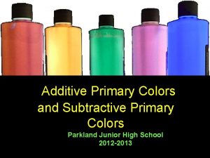 Additive Primary Colors and Subtractive Primary Colors Parkland