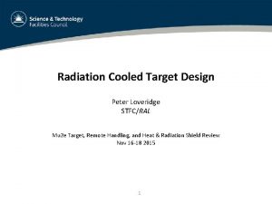 Radiation Cooled Target Design Peter Loveridge STFCRAL Mu