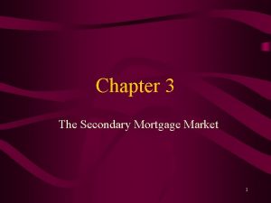 Chapter 3 The Secondary Mortgage Market 1 3
